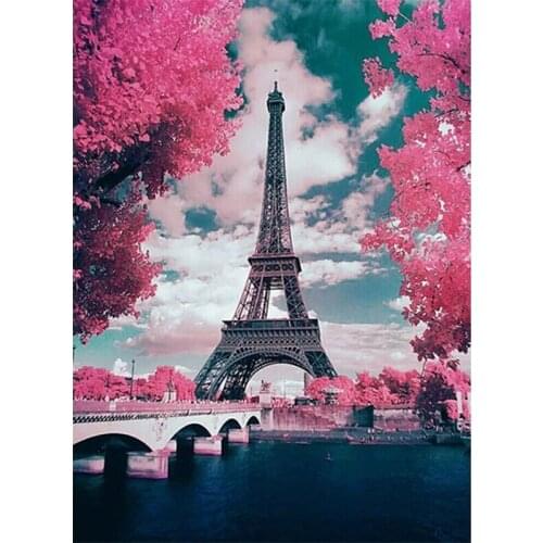 ARMYQZDIY 5D Diamond Painting Iron Tower Diamond Embroidery Landscape Cross Stitch Full Round Square Drill Rhinestones Gift Home