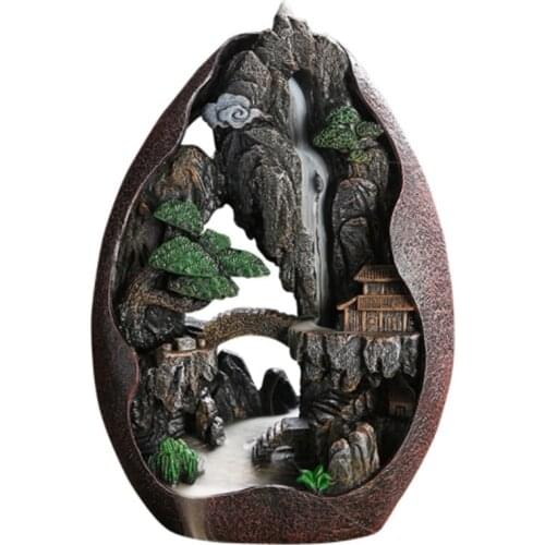 Big deal Lofty Mountains and Flowing Water Backflow Incense Burner Smoke Waterfall Incense Sticks Holder 20 Pcs Incense Cones