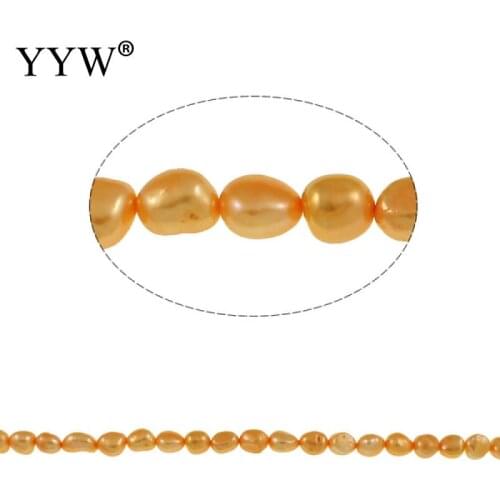 Cultured Baroque Freshwater Pearl Beads Orange 7-8mm 0.8mm 14.5 Inch For Jewelry Making DIY Necklace Bracelet Accessories Pearls