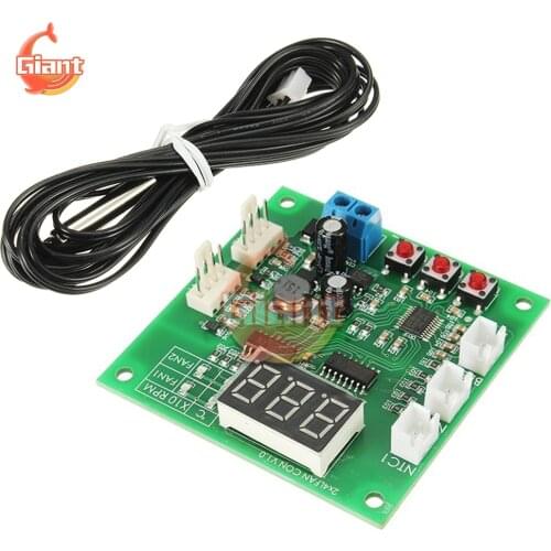 DC8-60V 2 Way 4 Wire PWM Temperature Controller PC Fan Motor Speed Controller LED Digital Thermostat With NTC 10K Probe 12V 24V