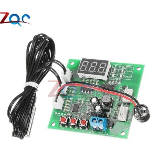 Two Way Heat Dissipation PWM Four Wire Fan Temperature Controller 12V 24V 48V Temperature Speed LED Display Stop Alarm Board