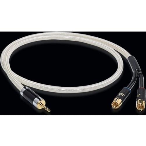 Hifi 3.5mm to 2RCA Cable Hi-end Copper and Silver-plated 3.5 Aux to Dual RCA Audio Cable