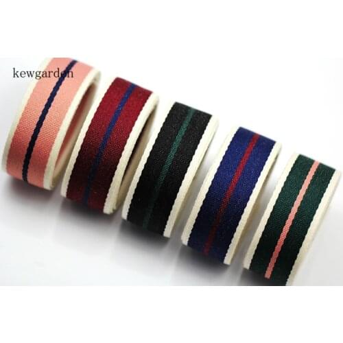 Kewgarden 25mm 2.5cm Stripe Cotton Satin Ribbons Handmade Bowknot Ribbon DIY Tape Riband 6m /lot