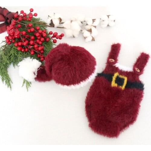 Angora Teddy Bear Romper Newborn Christmas Knitted Baby Girl Outfit Clothes Set Photography Props Fuzzy Newborn Footed Overall