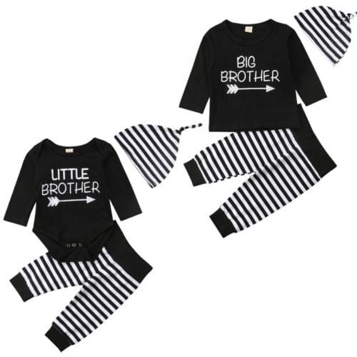 Brothers Family Matching Kids Baby Boy Big Little Brother T-shirt Romper+Pants Outfits 0-5Y