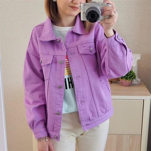 Women Jackets 2021 New Spring outwear denim coat Solid turn down collar cotton jacket for female plus size S-3XL
