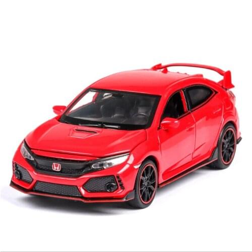 Honda Civic car model toy car model 1:32 simulation sound light return racing car children toy car model birthday gift red car