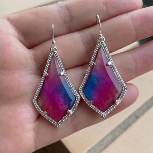 Fashion Multicolor Abalone High Quality Kate Medium Water Drop Fram Rainbow Pearl Shell Shinny Dangle Earring for Women