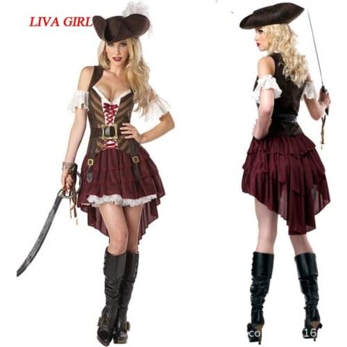 New Sexy Women Pirate Costume Halloween Fancy Party Dress Carnival Perfor mance high quality Adult Pirate Cosplay Costumes