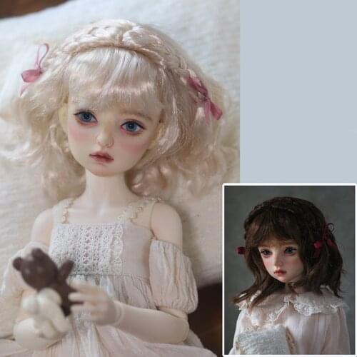 BJD Doll Wig Suitable for 1/3 1/4 MSD Size Soft Filament High Temperature Filament Loveable Braid Curl Short doll accessories