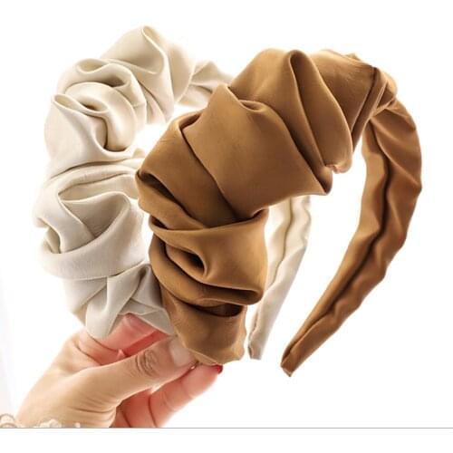 Retro Ruched Headband for Women Girl Broadside Waves Hairband Lady Fashion All-match Pleated Hair Accessories