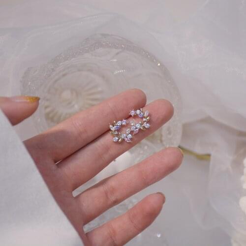 Xinbada Delicate 14K Real Gold Micro-inlaid Zircon Colourful Stud Earrings for Women Simple Daily Cubic Zircon CZ Earring