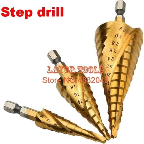 Top Sale Step Drill Bit Hex Titanium Coated Step Cone Drill Bit Hole Metal Wood Cutter 4-22mm Hss Tool Drill Bench Drills Tools