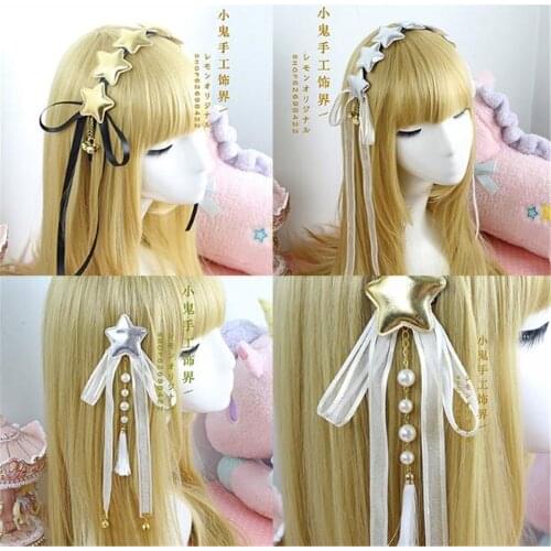 Sweet star Bow Ribbon Hairpin Hair Accessories Lolita Cosplay Femal Sweet Headwear B553