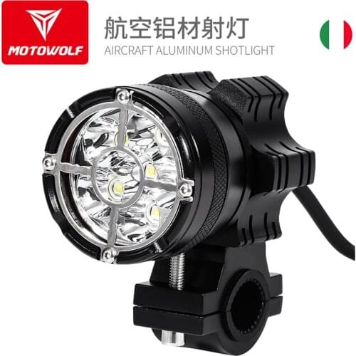 MOTOWPLF Universal Motorcycle LED Spotlight Modification with Flashing Super Bright Waterproof External Headlight