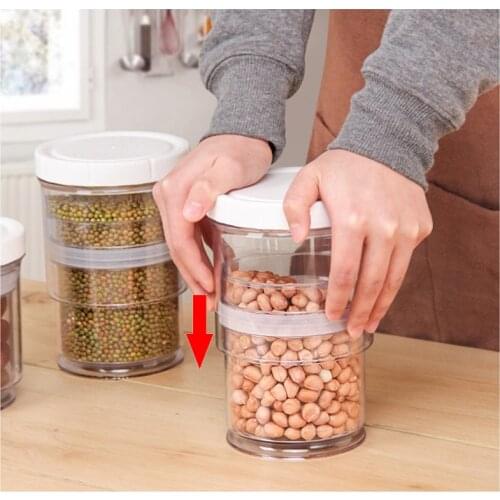 Pressure Vacuum Seal Tank Food Storage Box Plastic Clear Container Set with Pour Lids Kitchen Storage Bottles Jars Dried Grains