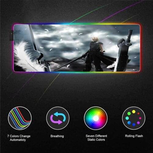 XGZ Large Mouse Pad Final Fantasy Anime RGB with LED Anime Mouse Pad Computer Game MousePad Computer Keyboard Desk Mat