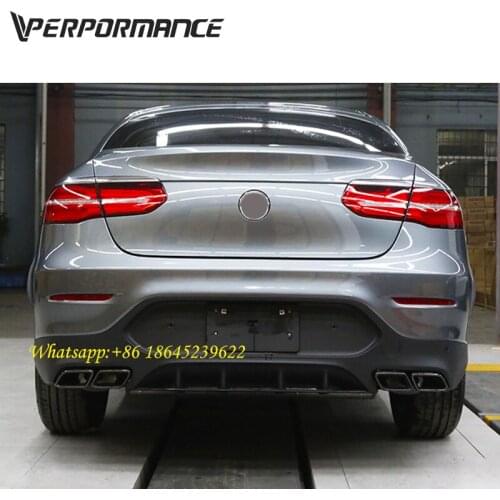 GLC coupe rear diffuser for C253 GLC63 rear bumper lip 2016-2019y GLC250 GLC300 facelift with muffler tips PP material