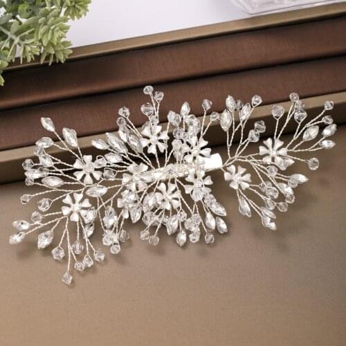 Crystal Rhinestone Hairgrips Women Wedding Hairband Bridal Barrette Silver Color Headpiece Bride Hair Accessories Women Jewelry