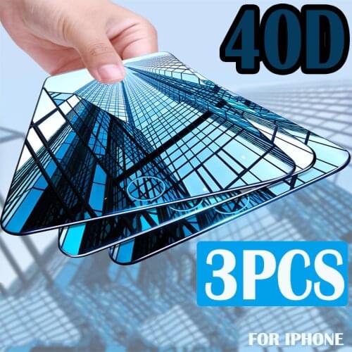 3Pcs Full Cover Screen Protector For iPhone 6 7 8 6S Plus Tempered Glass On The For iPhone X XR XS MAX Protective Glass Film