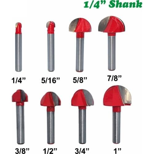 1pc 1/4 6.35mm Shank Ball Nose Router Bit Round Milling Cutter for Wood CNC Radius Core Box Solid Carbide Tools
