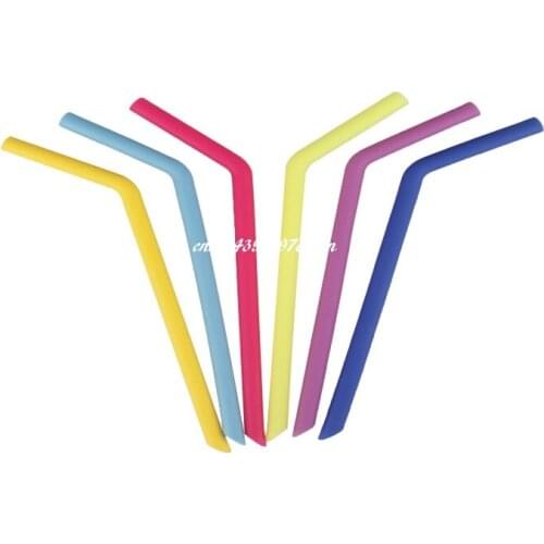 100pcs/lot 13*255mm Big Reusable Drinking Straw Straight & Bend Silicone Straws For Home Party Barware Accessories
