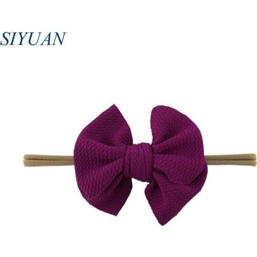 30pcs/lot Chic Handmade Skin-friendly Headband Skinny Elastic Nylon Hairband with 4.5'' Seersucker Bow You Pick Color HB099