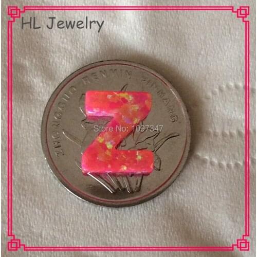 50PCS/Lot Wholesale Synthetic Opal Letter Z Pendant For DIY Jewelry 9*10MM Hot Pink OP42 Letter Z Opal Pendant