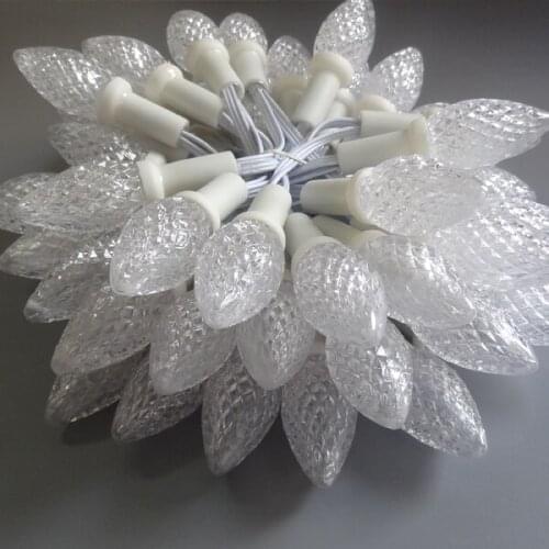 50nodes addressable RGB C9 DC12V WS2811 LED Christmas pixel string light;6inches(15cm) wire spacing;all WHITE wire;IP68