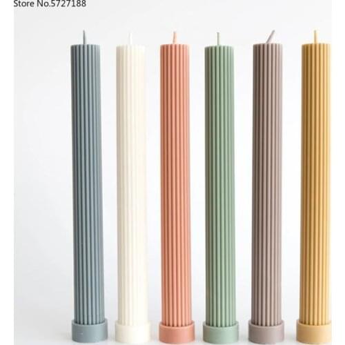 Long Pole Columnar Acrylic Candle Mold Supplies DIY Match Large Cylinder Rib Clay Tool Church Party Aromatherapy Plastic Mould