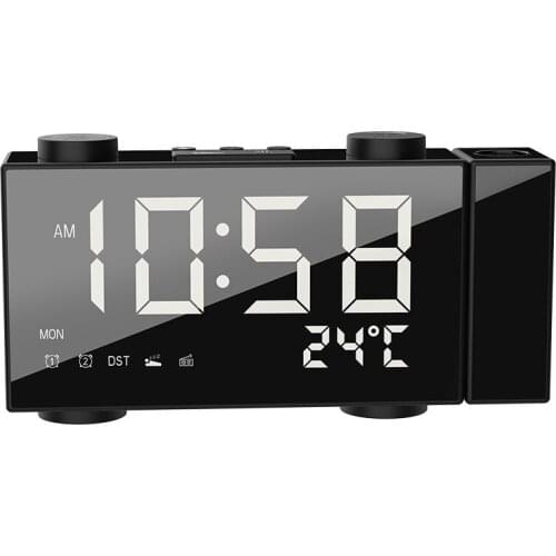 Digital Alarm Clock Projection Clock AM FM Radio Alarm Clock 4 Brightness Adjustment USB Dual Alarm Clock With Snooze Function