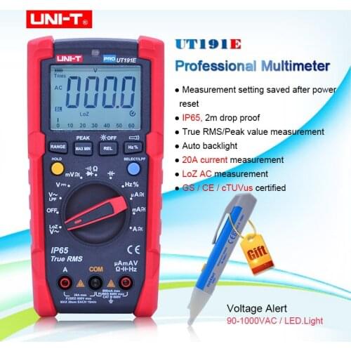 UT191E True RMS Digital Multimeter,IP65 Waterproof,6000 Count DMM 20A 600V Volt ACV LOZ LPF Tester GS/CE/cTUVus Certified