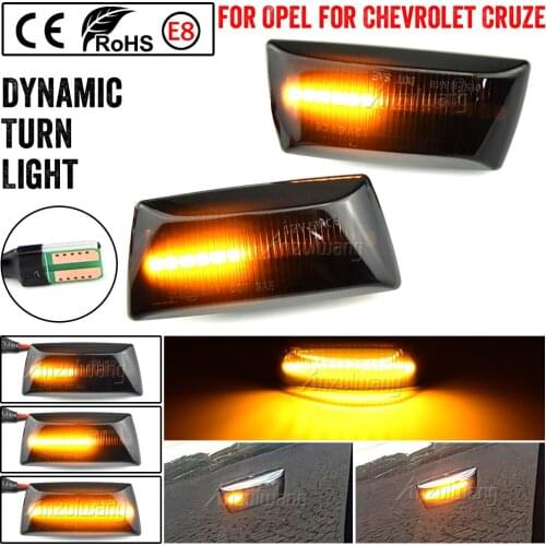 2pcs For Opel Insignia Astra H Zafira B Corsa D For Chevrolet Cruze Dynamic LED Car Side Marker Lights Repeater Signal Lights