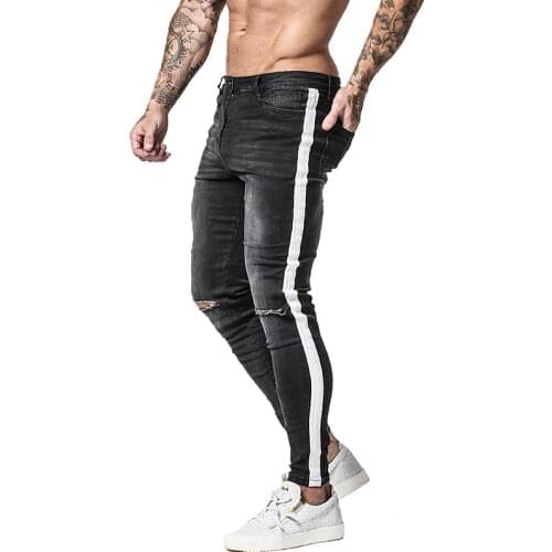 GINGTTO Jeans Men Skinny Jeans for Men 2020 Stretch Ripped Pants Streetwear Mens Denim Jeans Hommes Jeans Mens Skinny Jeans zm42