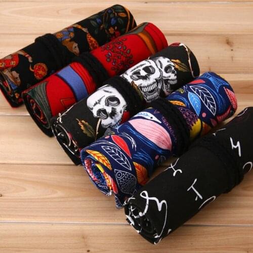 36/48/72 holes student pencil case man and woman pencil bag box canvas bag detail stationery student hand retro bag