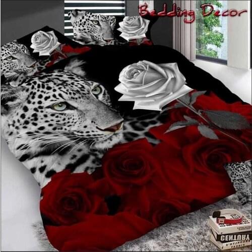 Leopard&Rose Duvet Cover Set Queen Size 3pcs Bedding Set Comfortable Bed Linen