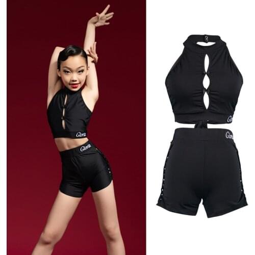 Summer Latin Practice Wear Girls Designer Clothes Modern Dance Set Salsa Dancing Outfit Stage Costume Tap Dancewear DL7916