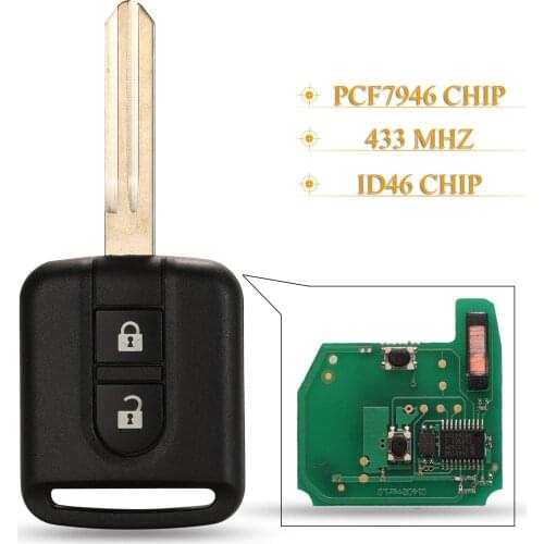 Kutery 2 Buttons Smart Remote Car Key Fob 433Mhz ID46 Pcf7946 For Nissan Elgrand X-TRAIL Qashqai Navara Micra 5WK4876/ 818