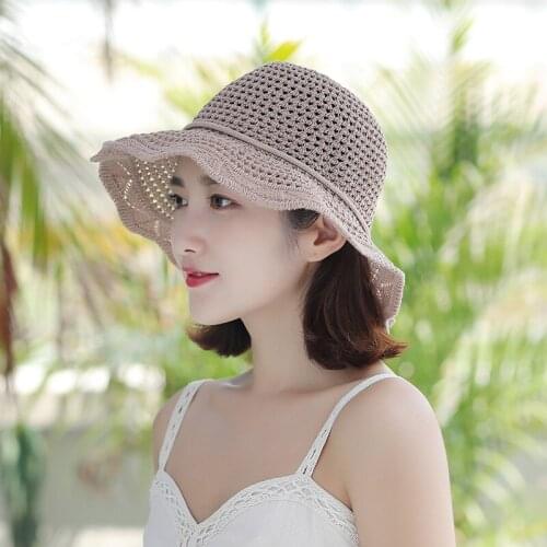Summer Ladies Sun Hat Seaside Beach Sun Protection Korean Sunhat Female Sunshade Sunscreen Foldable Casual Hollow Cool Cap H7371