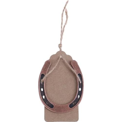 1 PC Metal Horseshoe Table Centerpieces Kraft Paper Tag Bronze Wedding Gifts Souvenirs 60*70mm Party Favor Supply