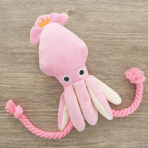 Cute Octopus Shaped Dog Toy Squid Cute BB Plush Pet Puppy Rope Toys Chew Squeaky Toys