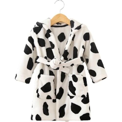 Cartoon Kids Robes Flannel Child Boys Girls Robes Lovely Animal Hooded Bath Robes Long Sleeve Baby Boy Bathrobe Child Clothing