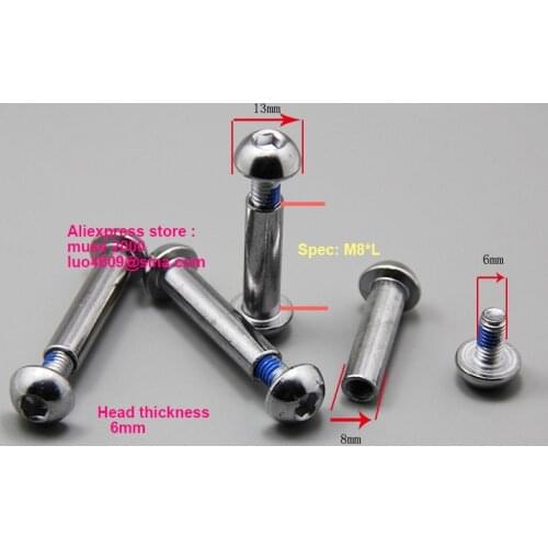 Button head M8x21 -86mm locking rivet set steel M6 screw Nut bolt ball Hex drive Bicycle Skateboard plate board panel fastener
