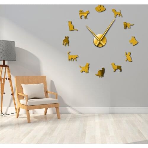 Various Cat and Dog Acrylic Simple DIY Wall Clocks Animal Dogs Cats Pets Companions Pet Shop Decor Wall Art Clock Creative Show
