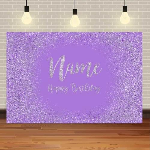 Seekpro Purple Glitter Happy Birthday Party Pink Black Background Shiny Photography Silver Decoration Supplies Name DIY Colorful