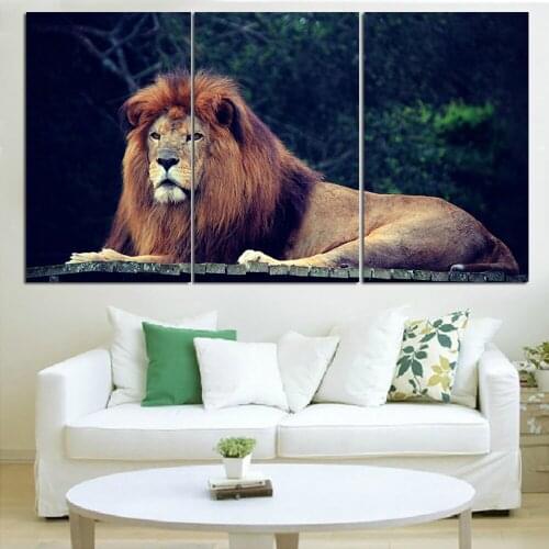 New Oil Painting Lion King Animal Landscape Wall Art Posters and Prints Home Decor Canvas Pictures for Living Room No Frame 3pcs