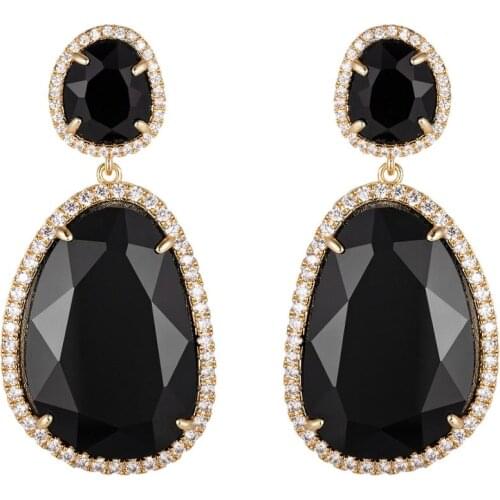 2020 New Luxury Gold Plated Earrings Geometry Shape High quality Cubic Zirconia Inlay Jewelry For Women Wedding Gifts