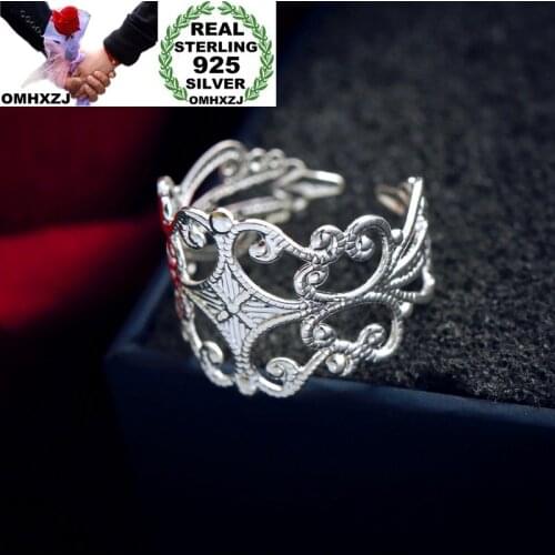 OMHXZJ Wholesale Personality Fashion Woman Girl Party Wedding Gift Hollow Cross 925 Sterling Silver 18KT Yellow Gold Ring RN231