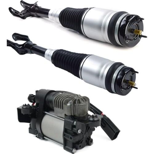 Pair Front Left & Right Air Suspension Shock Absorber + Compressor Pump for Jeep Grand Cherokee 2011-2016