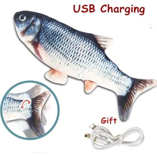 Cat USB Moving Fish Toys Catnip Chew Toy Plush Fish Shape Stuffed Pillow Chew Bite Toy Fish Flop Cat Wagging Catnip Toy